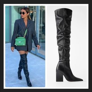 Zara Oversized Geometric Shaft Leather Boots